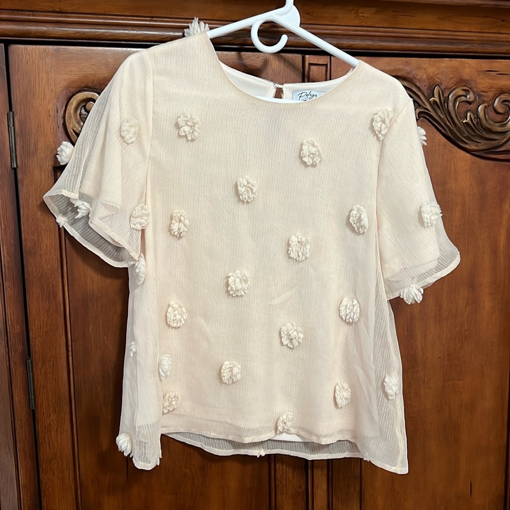 Beige short sleeve top